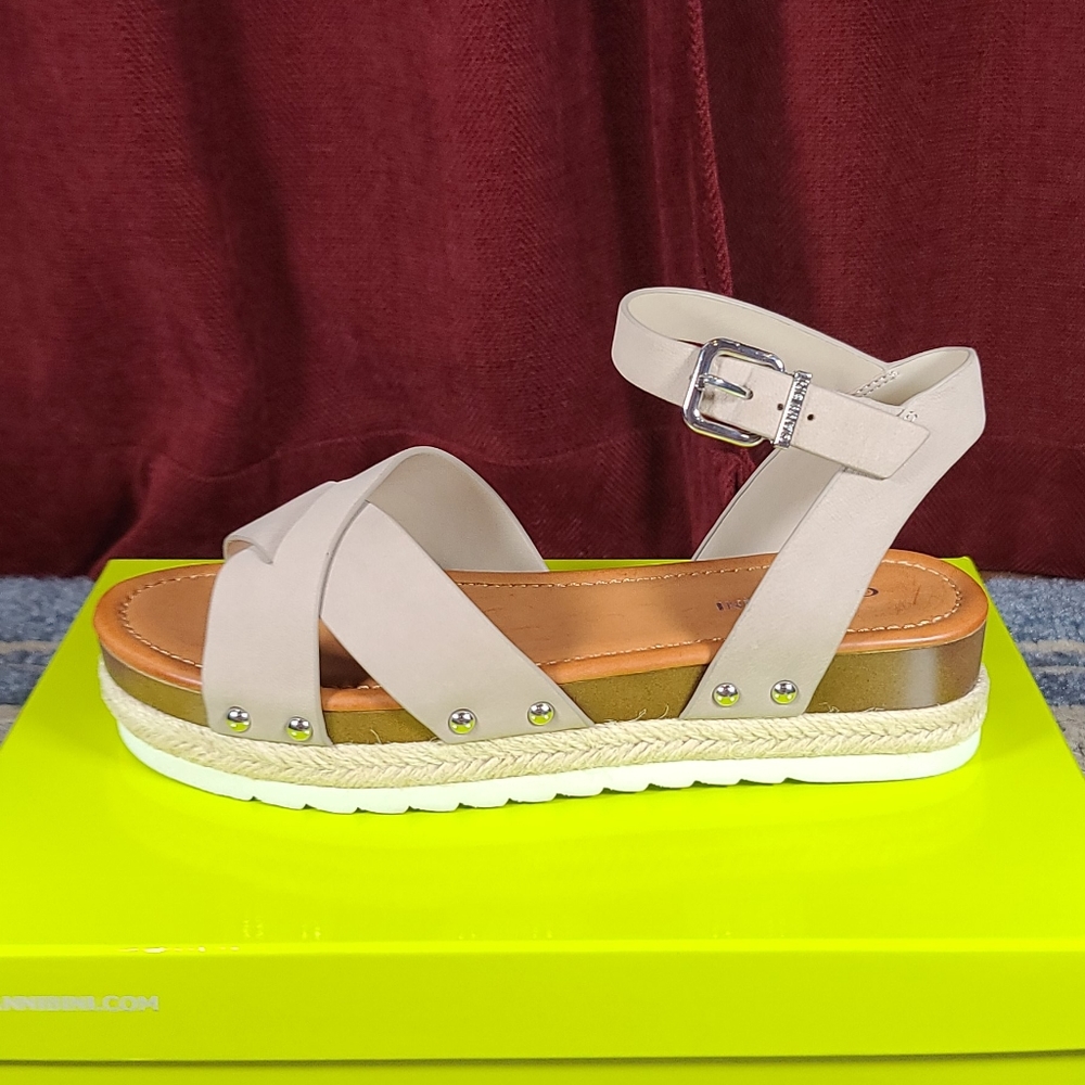 Gianni Bini Rhyliene Leather Cross Band Flatform